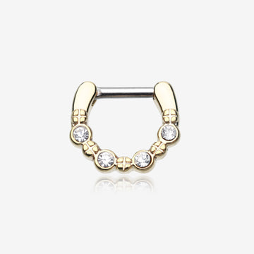 Golden Elan Multi-Gem Septum Clicker-Clear Gem